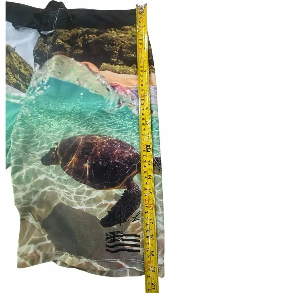 Hurley Phantom Clark Little Sea Turtle Board Shorts Mens SZ 32 Swim Trunks Beach